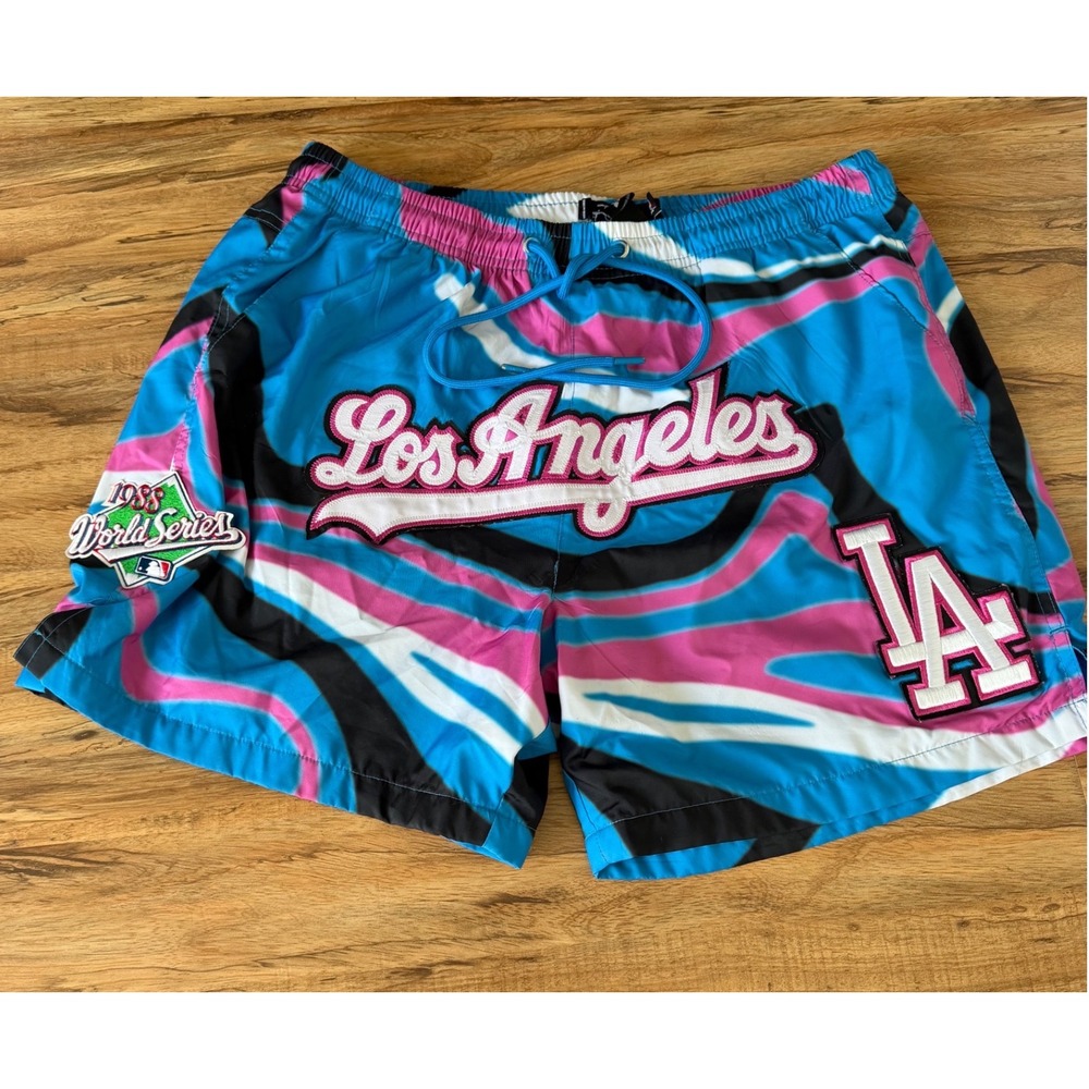 Pro Standard Los Angeles Dodgers Shorts Mens L 1988 World Series MLB Blue Pink